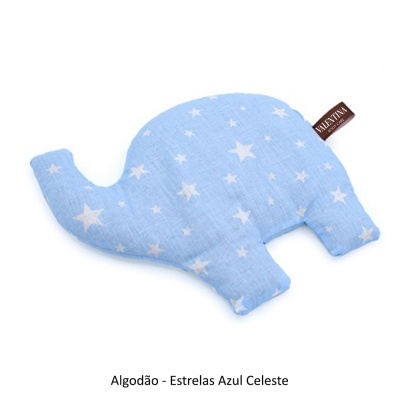 Pelúcia elefante azul celeste com estrelas brancas