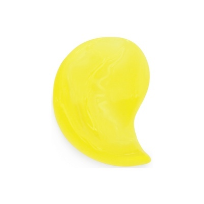 Objeto amarelo em forma de gota com acabamento liso e brilhante