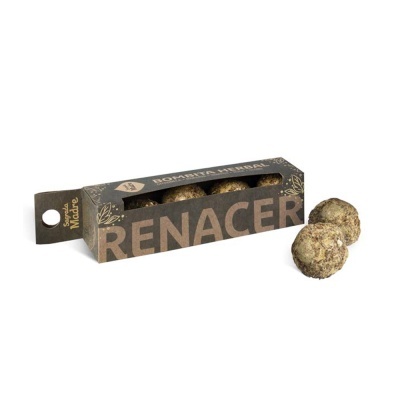 Embalagem de cartão com bombas herbais castanhas redondas