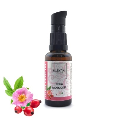 Frasco de óleo vegetal de rosa mosqueta da Valentina