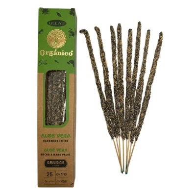 Incenso manual de Aloe Vera em pau com embalagem verde e castanha