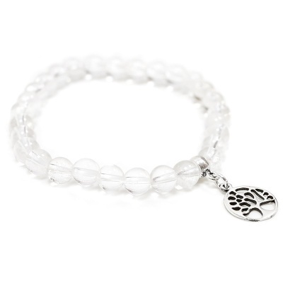 Pulseira transparente com pendente árvore da vida