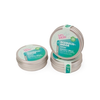 Frascos metálicos redondos de pomada sólida para cabelo com rótulo verde e branco