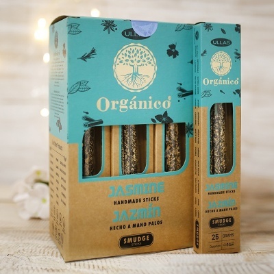 Caixa de palitos handmade para fumo ou incenso ULLAS orgânico embalagem azul e castanha