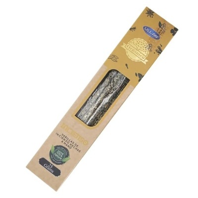 Caixa de incenso mexicano artesanal com varinhas visíveis