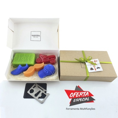 Conjunto de sabonetes desportivos e ferramenta multifunções em caixa de presente