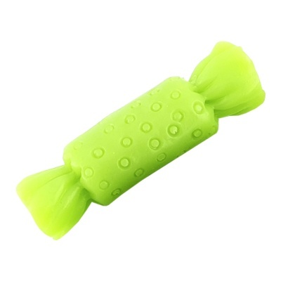 Brinquedo para cães verde em forma de doce com texturas circulares
