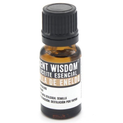 Frasco pequeno de óleo essencial com rótulo em espanhol