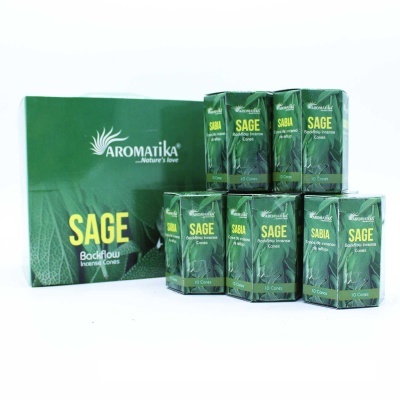 Caixas verdes de incenso Aromatika SAGE com embalagem maior