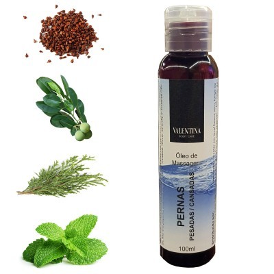 Frasco de óleo de massagem VALENTINA com 100 ml para pernas pesadas e cansadas