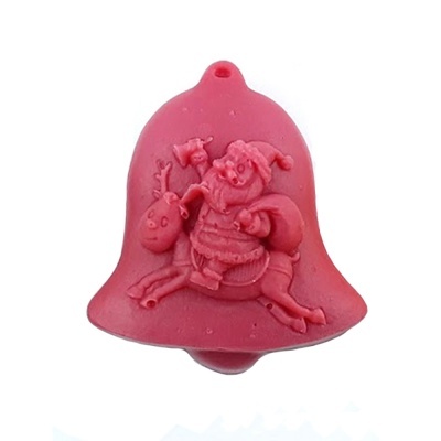 sino decorativo rosa com relevo de Pai Natal a cavalo