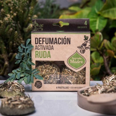 Caixa de pastilhas de defumação activada Ruda Sagrada Madre com ervas secas