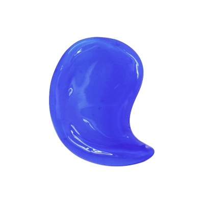 Objeto azul brilhante curvo em fundo branco