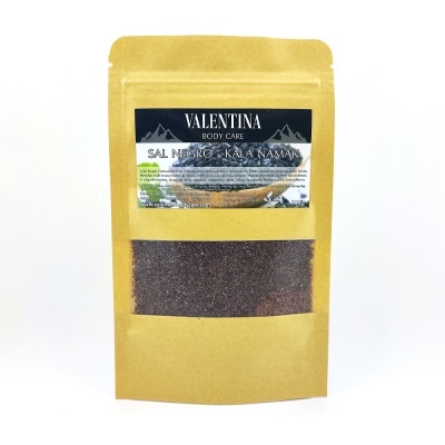 Pacote de sal negro Valentina Body Care em embalagem kraft