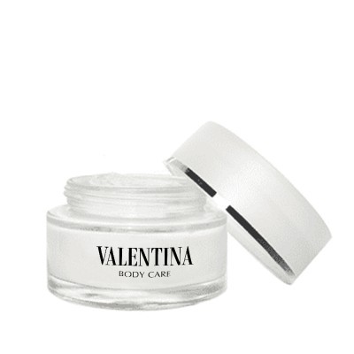 Frasco de creme VALENTINA BODY CARE com tampa branca