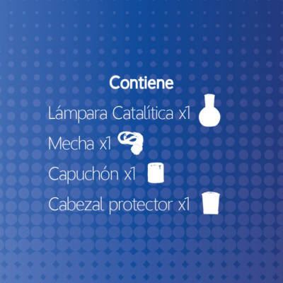 Lista de conteúdo de produto com texto em fundo azul