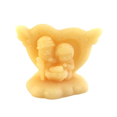 Figura decorativa Sagrada Família silicone cor de mel com asas e base