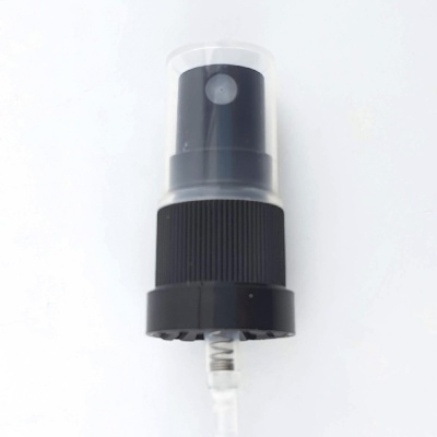Bomba spray preta com tampa plástica transparente