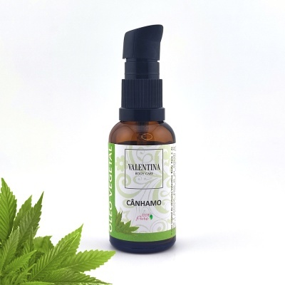 Frasco de óleo vegetal de cânhamo VALENTINA BODY CARE com doseador