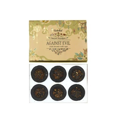 Caixa de incenso Goloka Against Evil com copos de resina preta