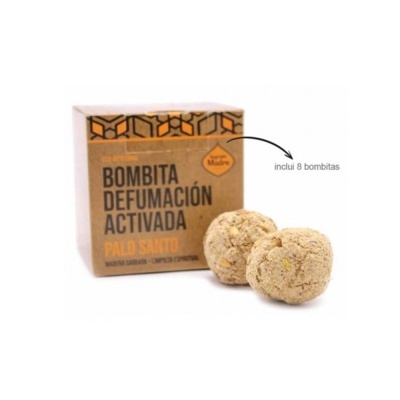 Bomba de defumação e embalagem com texto em castelhano