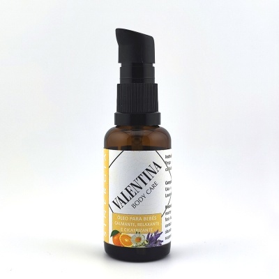 Frasco de óleo para bebés Valentina Body Care com doseador preto