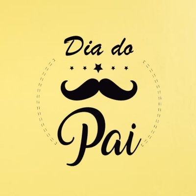 Design 'Dia do Pai' com bigode e estrelas em fundo amarelo claro