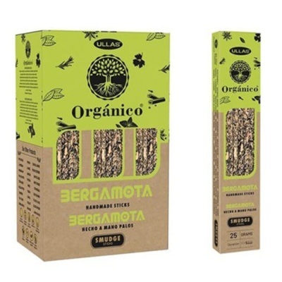 Embalagens verdes e castanhas de sticks artesanais de bergamota da ULLAS