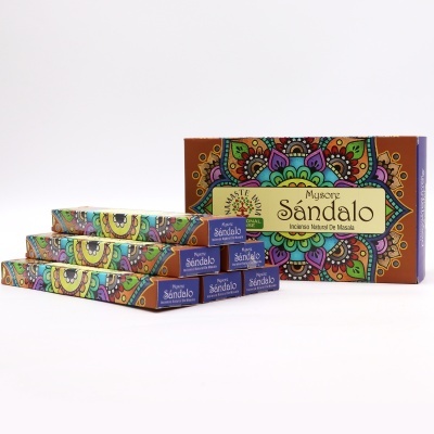 Caixas de incenso Mysore Sândalo com design mandala colorido