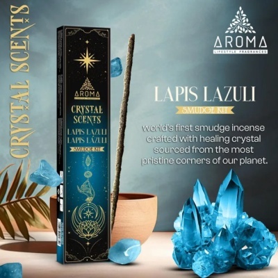 Kit de incenso Lapis Lazuli Smudge Kit com cristais azuis e caixa decorativa
