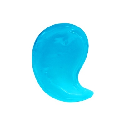 Forma translúcida azul tipo folha em fundo branco