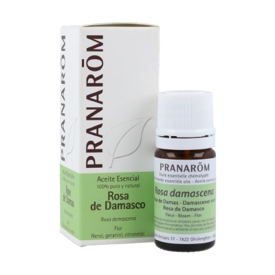 Frasco e caixa de óleo essencial Rosa de Damasco Pranarôm