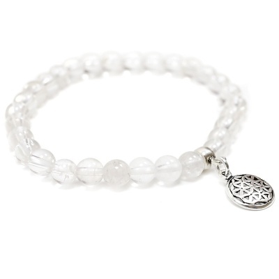 Pulseira transparente com pendente metálico redondo