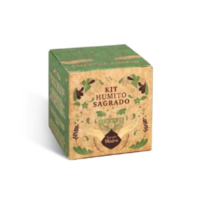 Caixa de kit humito sagrado com design floral em cartão