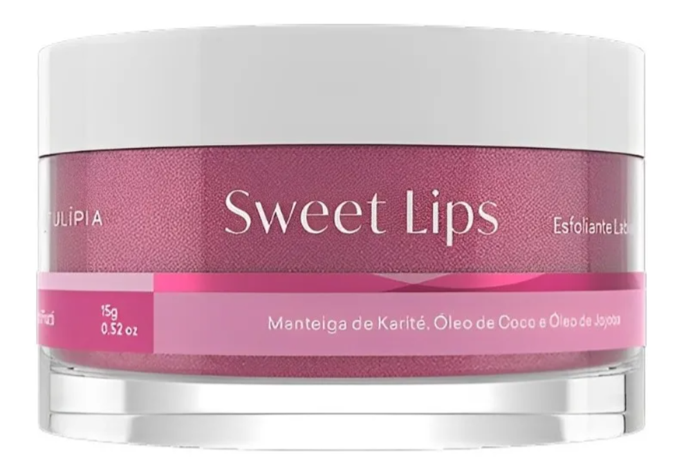 Frasco de esfoliante labial Sweet Lips cor rosa com tampa branca