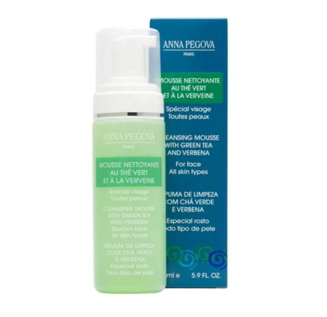 Espuma de limpeza facial ANNA PEGOVA com caixa azul