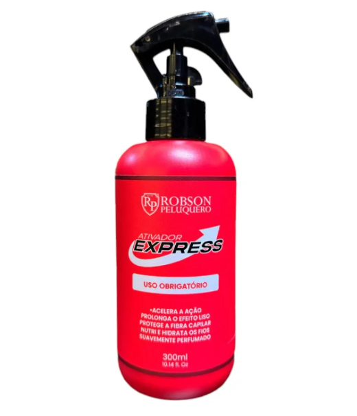 Frasco spray vermelho Robson Peluquero Ativador Express 300ml.