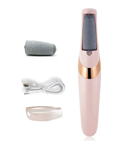 Lima eletrónica cor de rosa clara com acessórios para cuidado dos pés