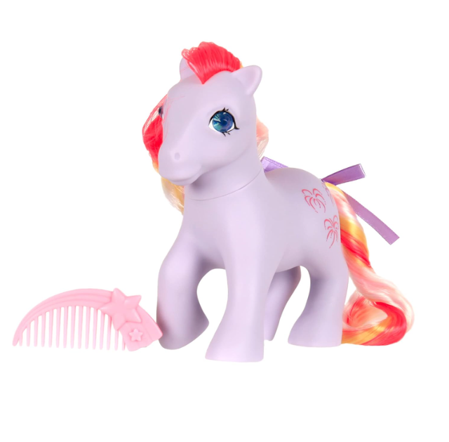 Brinquedo de cavalo cor-de-rosa claro com pente rosa