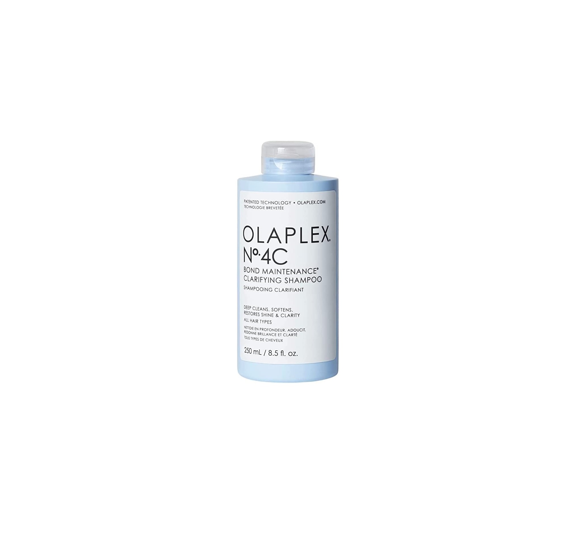 Frasco de shampoo OLAPLEX Nº 4C azul clara 250 ml