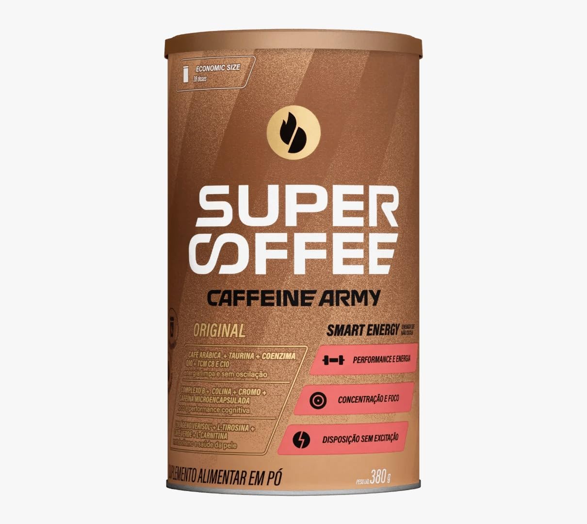 Embalagem metálica castanha de suplemento alimentar em pó Super Coffee Caffeine Army