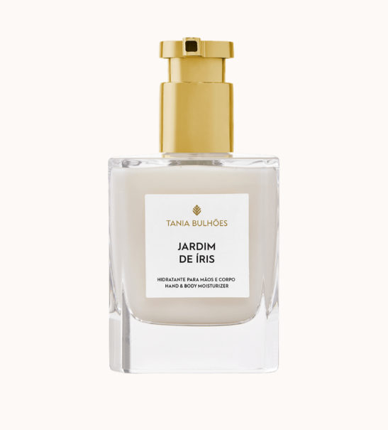 Frasco de hidratante para mãos e corpo Jardim de Íris da marca Tania Bulhões