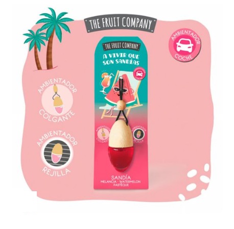 Ambientador para carro formato melancia em embalagem rosa