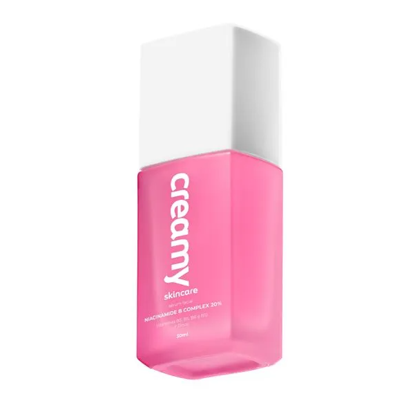 Frasco rosa translúcido de skincare com tampa branca