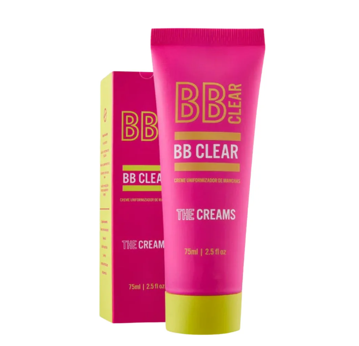 Crème BB CLEAR rosa com tampa amarela e caixa rosa