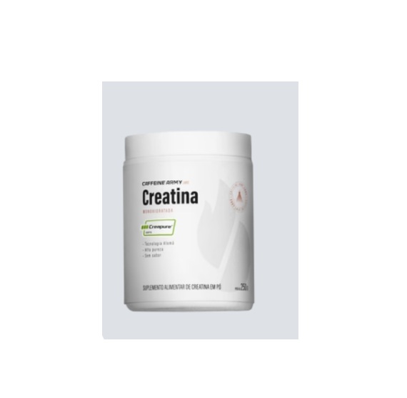 Frasco branco do suplemento Creatina da Caffeine Army