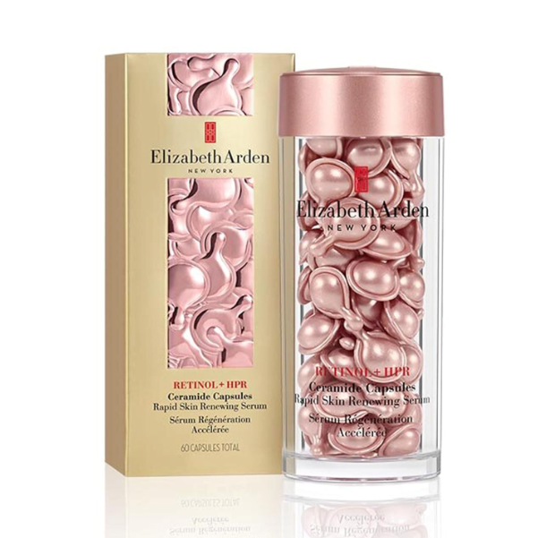 Frasco e embalagem de cápsulas Elizabeth Arden retinol ceramida