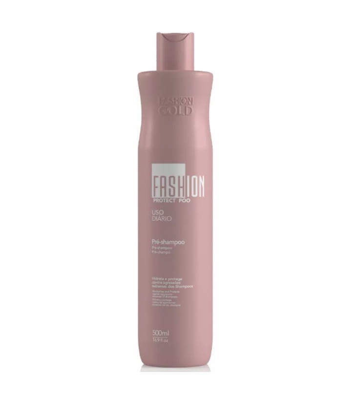 Frasco rosa fosco de pré-shampoo Fashion Gold de 500ml com tampa de abrir