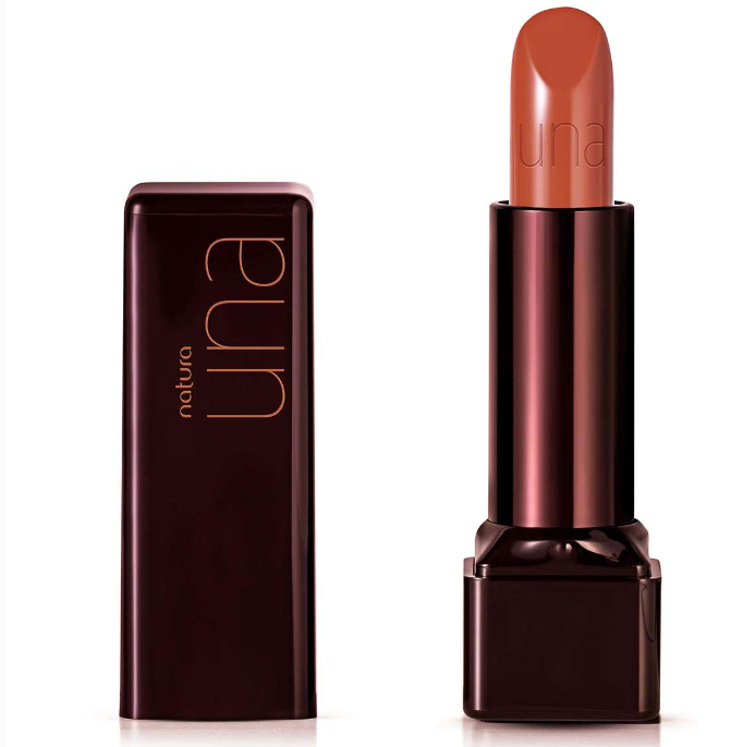 batom Natura Una castanho alaranjado com embalagem castanho escuro
