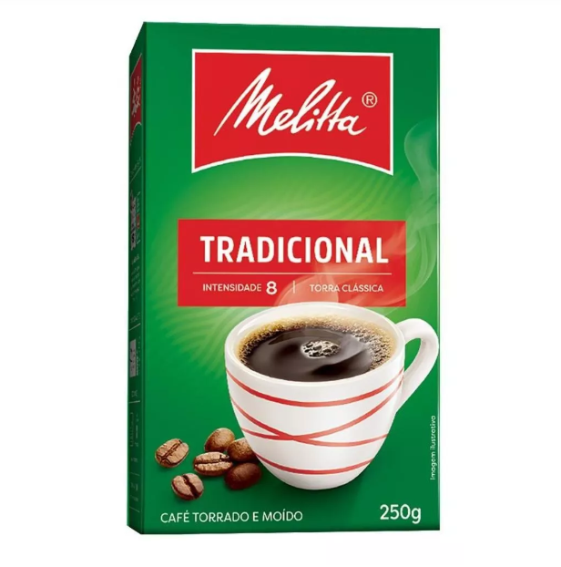 Caixa de café torrado e moído Melitta Tradicional 250g
